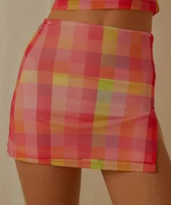 Peppermayo Exclusive New & Most Loved It Girl Mesh Mini Skirt - Summer Check