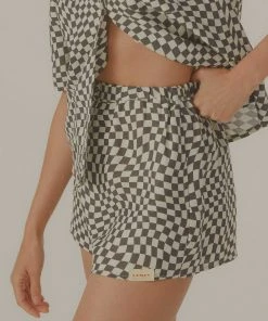 Vacancy Supply New & Most Loved Turbocharge Organic Linen Shorts - Charcoal - White