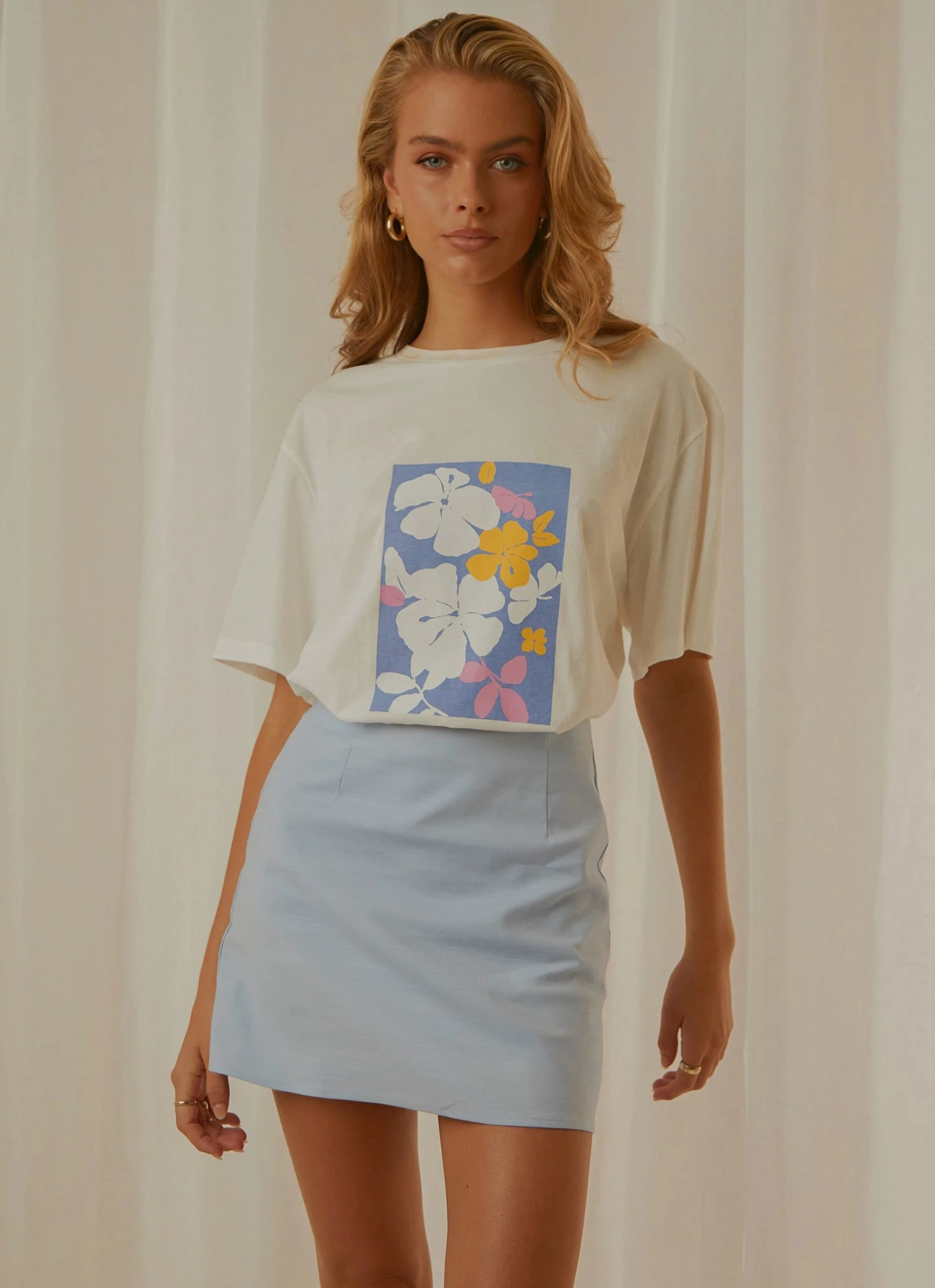 Charlie Holiday Tropicana Boyfriend Tee - White 1 Charlie Holiday Tropicana Boyfriend Tee - White