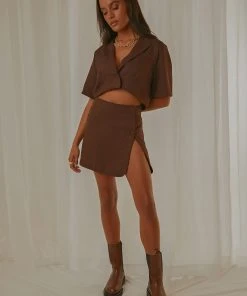 Peppermayo Exclusive New & Most Loved New York City Skirt - Choc Brown