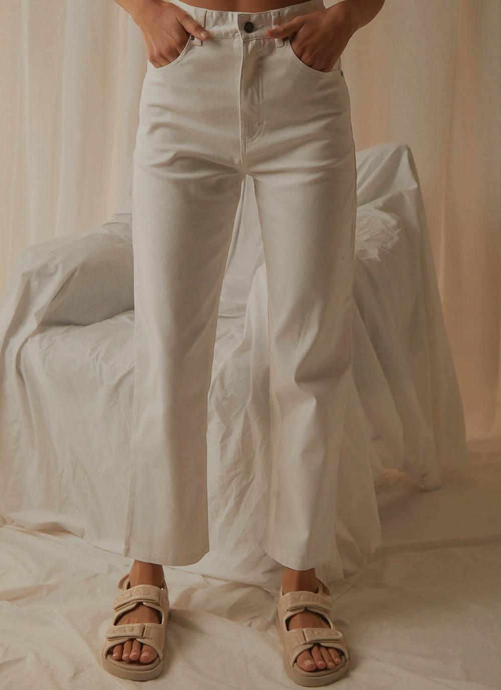 Afends Shelby - Hemp High Waist Wide Leg Jean - White 3 Afends Shelby - Hemp High Waist Wide Leg Jean - White