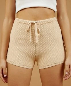 Peppermayo Fine Line Knit Shorts - Beige