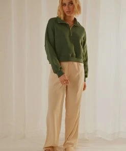 Peppermayo Exclusive Naya Quarter Zip Jumper - Forest Green