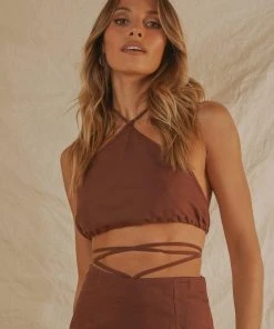 Peppermayo Exclusive New & Most Loved Last Champagne Linen Halter - Choc Brown 7 Peppermayo Exclusive New & Most Loved Last Champagne Linen Halter - Choc Brown