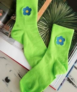 Peppermayo Thinkin About You Socks - Lime Green New & Most Loved
