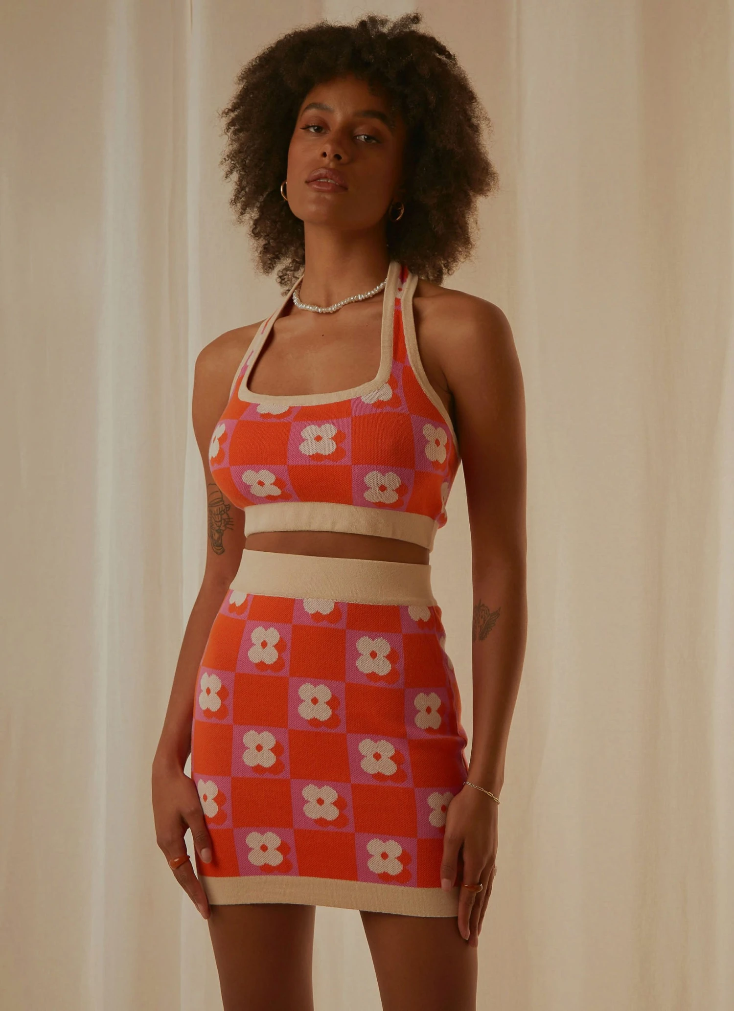 Peppermayo Exclusive New & Most Loved Flower Market Knit Halter - Orange Mod Floral 3 Peppermayo Exclusive New & Most Loved Flower Market Knit Halter - Orange Mod Floral