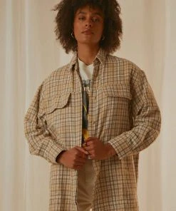 4th & Reckless New & Most Loved Coralie Shirt - Beige And White Check 7 4th & Reckless New & Most Loved Coralie Shirt - Beige And White Check
