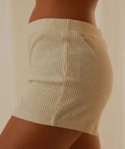 Nude Lucy Nude Ribbed Lounge Short - Cream Marle New & Most Loved 10 Nude Lucy Nude Ribbed Lounge Short - Cream Marle New & Most Loved