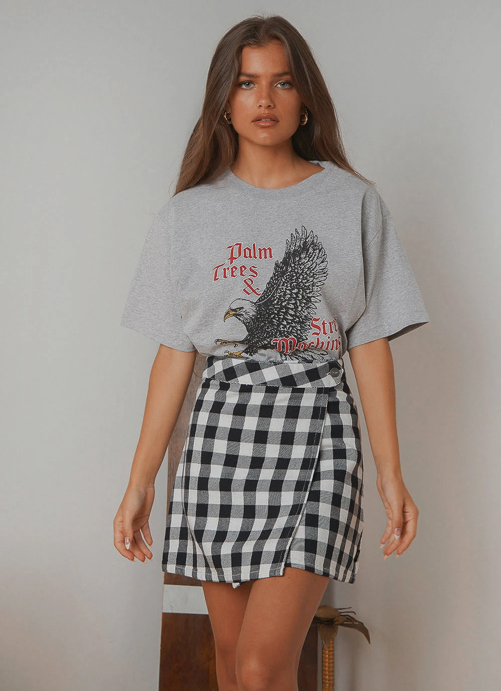 Afends Gingham Twill Wrap Skirt - Black/ White New & Most Loved 2 Afends Gingham Twill Wrap Skirt - Black/ White New & Most Loved