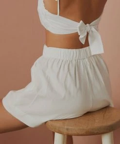 Peppermayo Exclusive New & Most Loved Promenade Linen Shorts - White