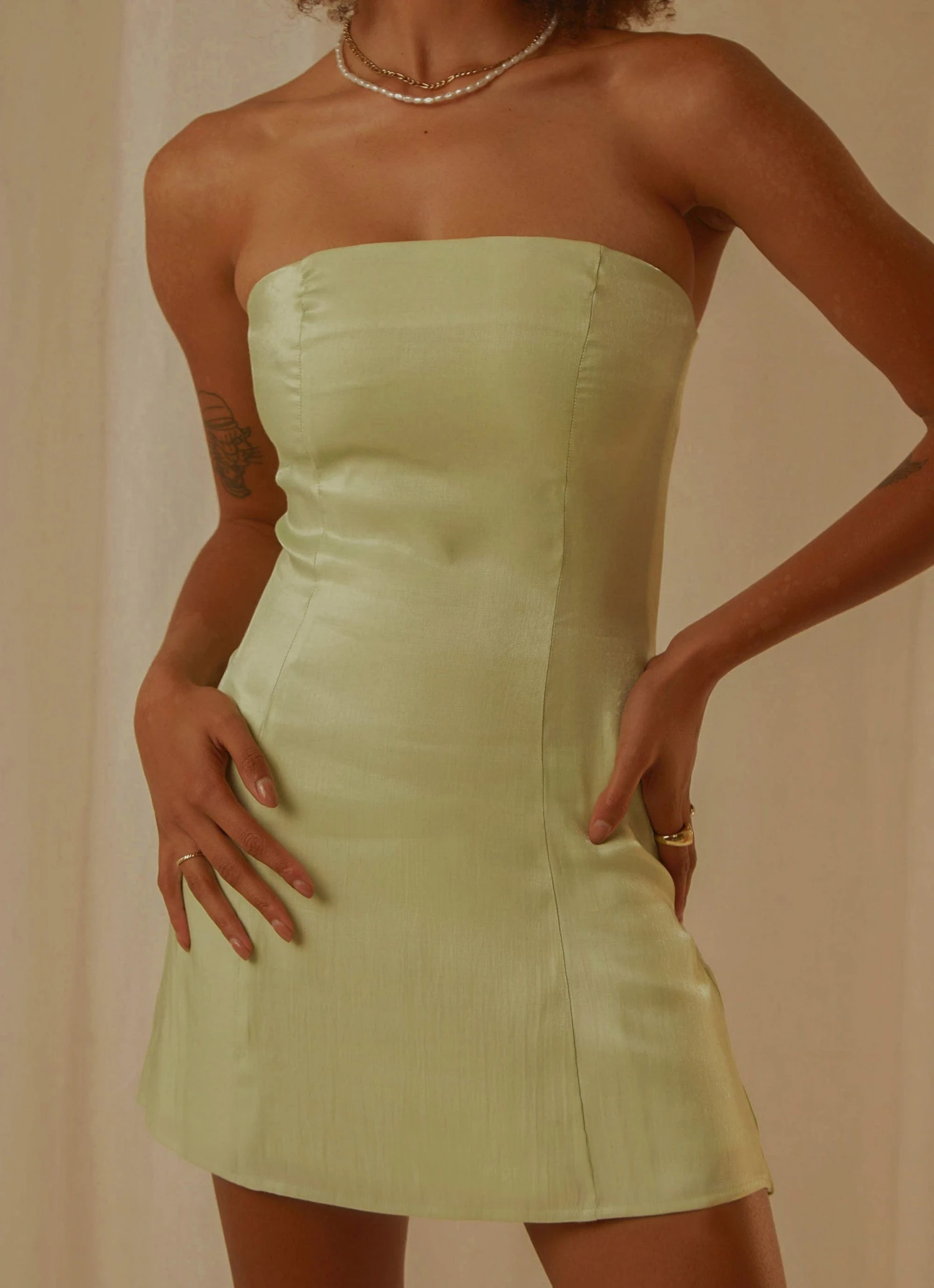 Peppermayo Exclusive Ivy Vine Mini Dress - Sage Shimmer 5 Peppermayo Exclusive Ivy Vine Mini Dress - Sage Shimmer