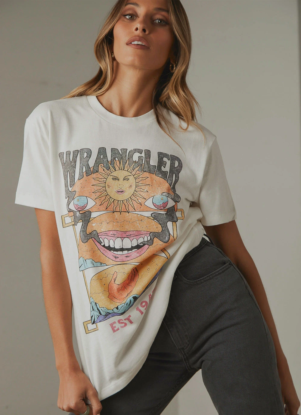 Wrangler Loose Lips SS Tee - White 1 Wrangler Loose Lips SS Tee - White