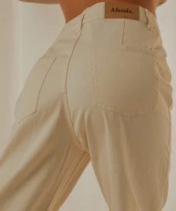 Afends New & Most Loved Shelby Hemp Twill High Waist Leg Pant - Natural