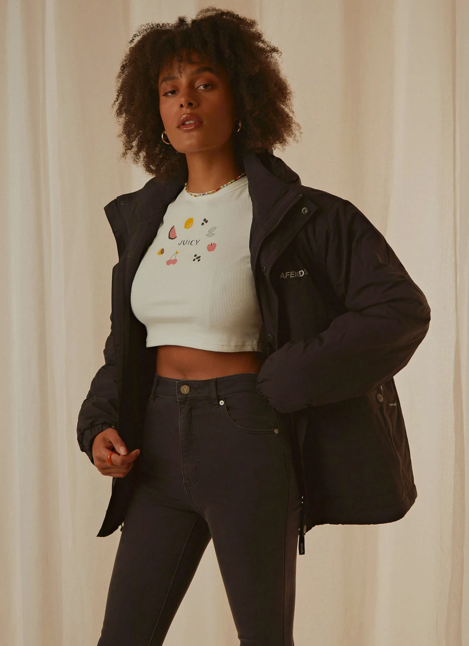 Afends Streetlights Unisex Recyled Nylon Anorak - Black New & Most Loved 3 Afends Streetlights Unisex Recyled Nylon Anorak - Black New & Most Loved