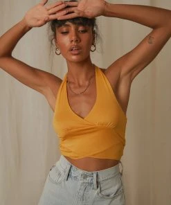 Peppermayo New & Most Loved Making Waves Halter Top - Mango