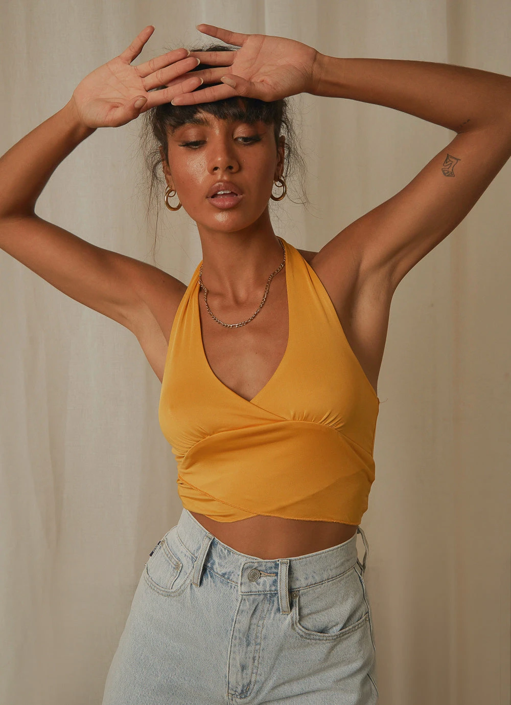 Peppermayo New & Most Loved Making Waves Halter Top - Mango 2 Peppermayo New & Most Loved Making Waves Halter Top - Mango