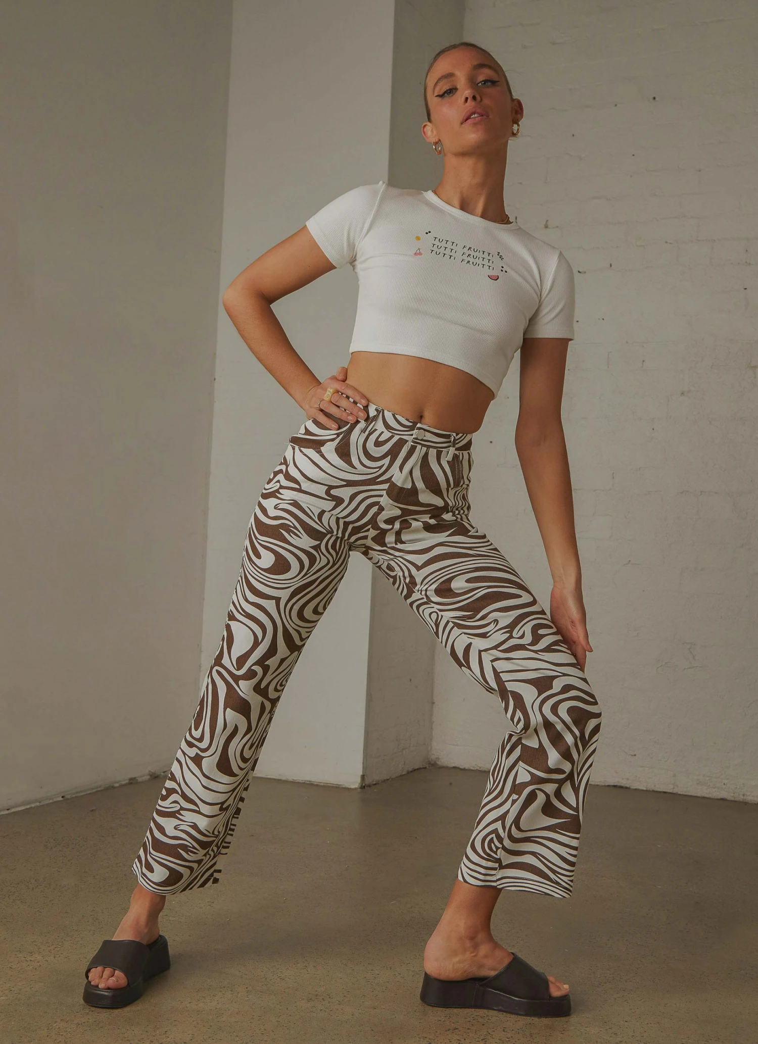 Peppermayo New & Most Loved Serena Pants - Brown Print 2 Peppermayo New & Most Loved Serena Pants - Brown Print