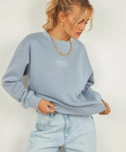 Nude Lucy Nude Classics Slogan Sweat - Denim Blue New & Most Loved