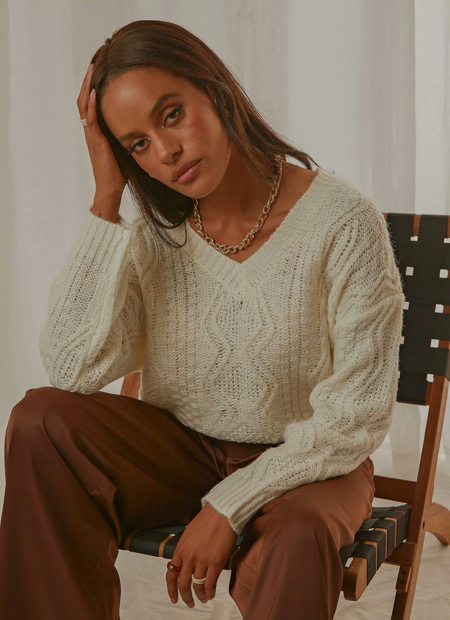 Peppermayo True Nature Cable Knit Sweater - Cream 1 Peppermayo True Nature Cable Knit Sweater - Cream
