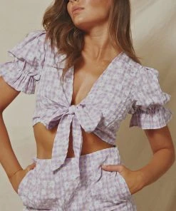 Peppermayo New & Most Loved Girlfriends Tie Top - Lilac