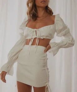 Peppermayo Girl Crush Ruched Mini Skirt - White