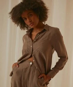 Nude Lucy Gia Cupro Shirt - Ash