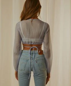 Peppermayo Exclusive New & Most Loved Pietra Sheer Crop - Sky