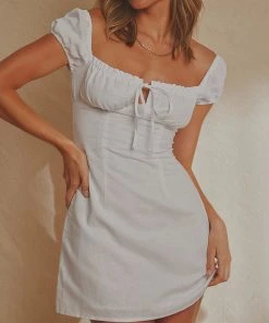 National Breast Cancer Foundation X Peppermayo Eastwood Linen Mini Dress - White New & Most Loved