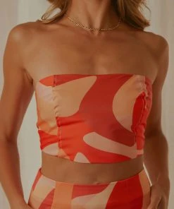 Peppermayo Exclusive New & Most Loved Dancing At Midnight Bustier Top - Flaming