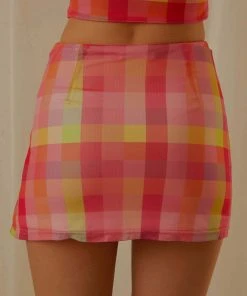 Peppermayo Exclusive New & Most Loved It Girl Mesh Mini Skirt - Summer Check