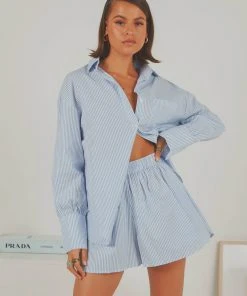 Peppermayo Exclusive New & Most Loved Wanderer Oversized Shirt - Blue & White Stripe