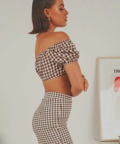 Peppermayo Exclusive New & Most Loved Les Deux Crop Top - Choc Brown Gingham 6 Peppermayo Exclusive New & Most Loved Les Deux Crop Top - Choc Brown Gingham