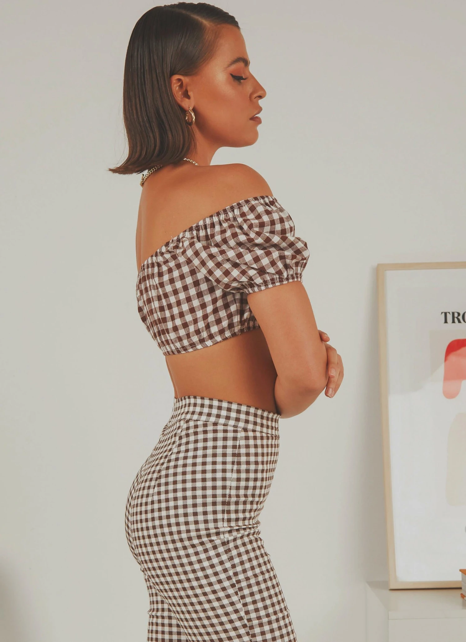 Peppermayo Exclusive New & Most Loved Les Deux Crop Top - Choc Brown Gingham 3 Peppermayo Exclusive New & Most Loved Les Deux Crop Top - Choc Brown Gingham
