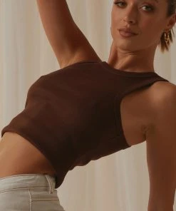 Peppermayo Exclusive Blank Canvas Ribbed Tank - Choc Brown