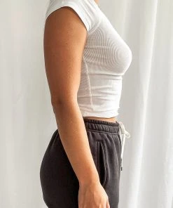 Nude Lucy New Tops Charlie Rib Tee - White