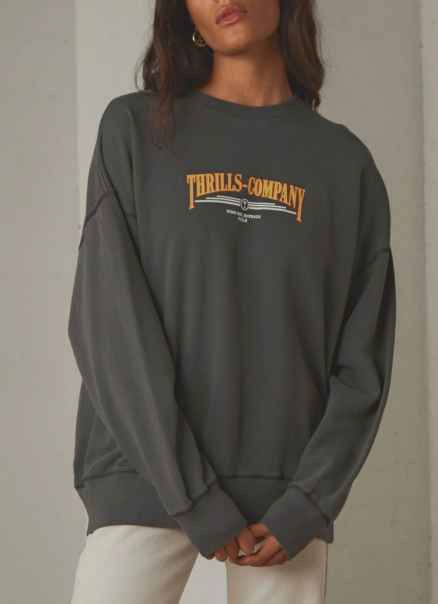 Thrills Underline Slouch Crew - Merch Black 1 Thrills Underline Slouch Crew - Merch Black