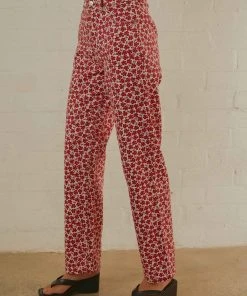 Afends Shelby Hemp Print Wide Leg Pant - Red 8 Afends Shelby Hemp Print Wide Leg Pant - Red