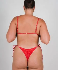 LaHana Swim New & Most Loved The Dulce Triangle Bikini Top - Red Floral