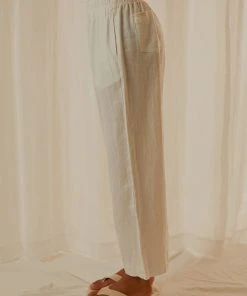 Nude Lucy New & Most Loved Nude Linen Lounge Crop Pant - White