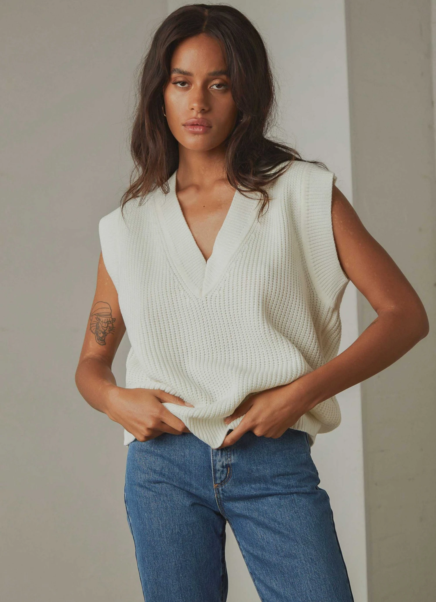 Peppermayo Everything About You Knit Vest - White 1 Peppermayo Everything About You Knit Vest - White