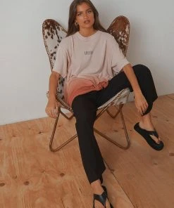 Afends Courtney Love Hemp Oversized Tee - Ash Pink Dip Dye