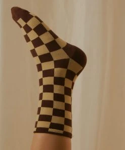 Peppermayo New & Most Loved Checking Out Socks - Choc Brown Check