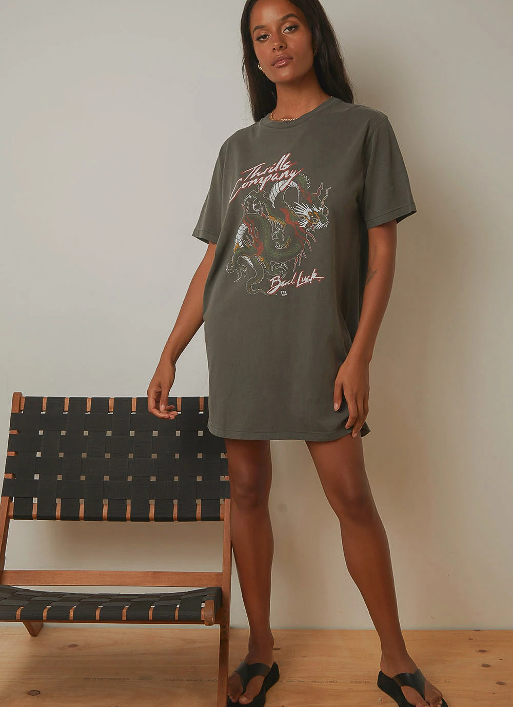 Thrills Bad Luck Merch Tee Dress - Merch Black 3 Thrills Bad Luck Merch Tee Dress - Merch Black