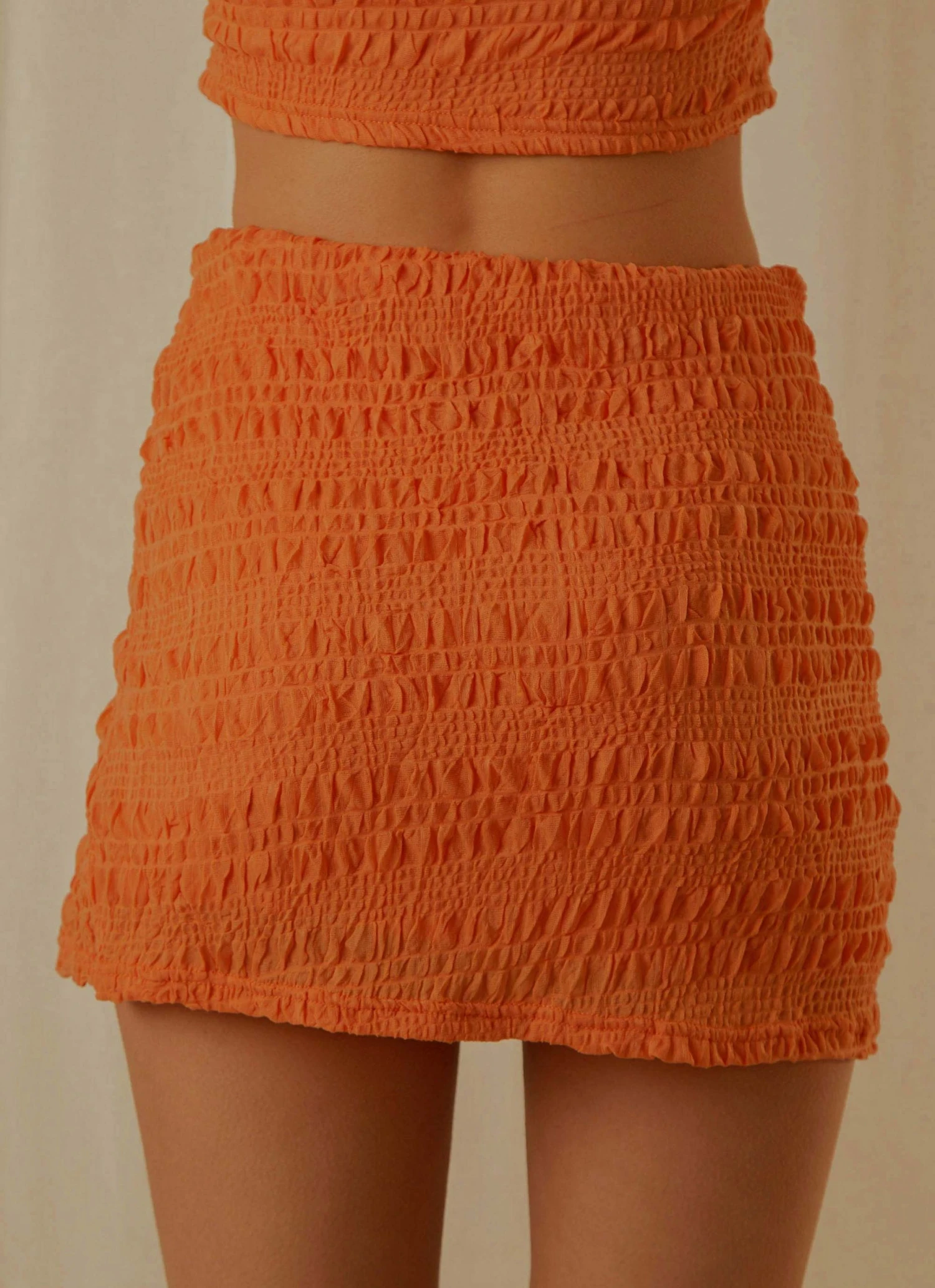 Peppermayo Exclusive My Type Ruched Mini Skirt - Papaya 5 Peppermayo Exclusive My Type Ruched Mini Skirt - Papaya