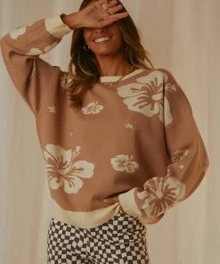 Peppermayo Exclusive Tropical Days Knit Jumper - Mocha New & Most Loved