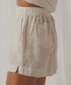 Nude Lucy New Bottoms Nude Linen Lounge Short - White