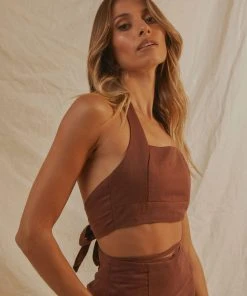 Peppermayo Exclusive Romantics Linen Halter Top - Choc Brown 7 Peppermayo Exclusive Romantics Linen Halter Top - Choc Brown