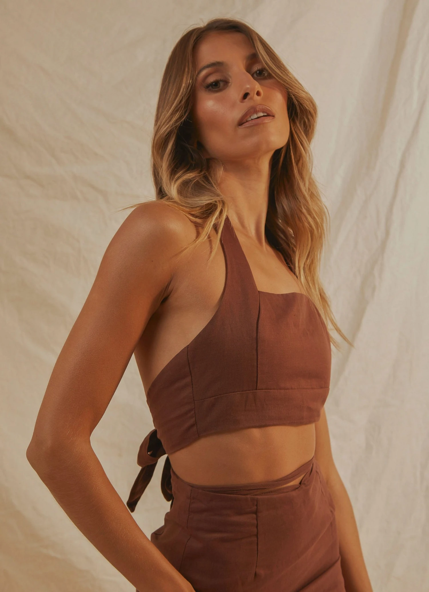 Peppermayo Exclusive Romantics Linen Halter Top - Choc Brown 3 Peppermayo Exclusive Romantics Linen Halter Top - Choc Brown