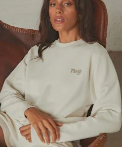 Thrills Ops Organic Cotton Crew - Heritage White New & Most Loved