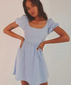 Peppermayo On The Horizon Mini Dress - Blue Gingham